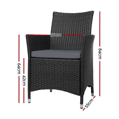 Set of 2 Outdoor Bistro Set Chairs Patio Furniture Dining Wicker Garden Cushion Gardeon Payday Deals