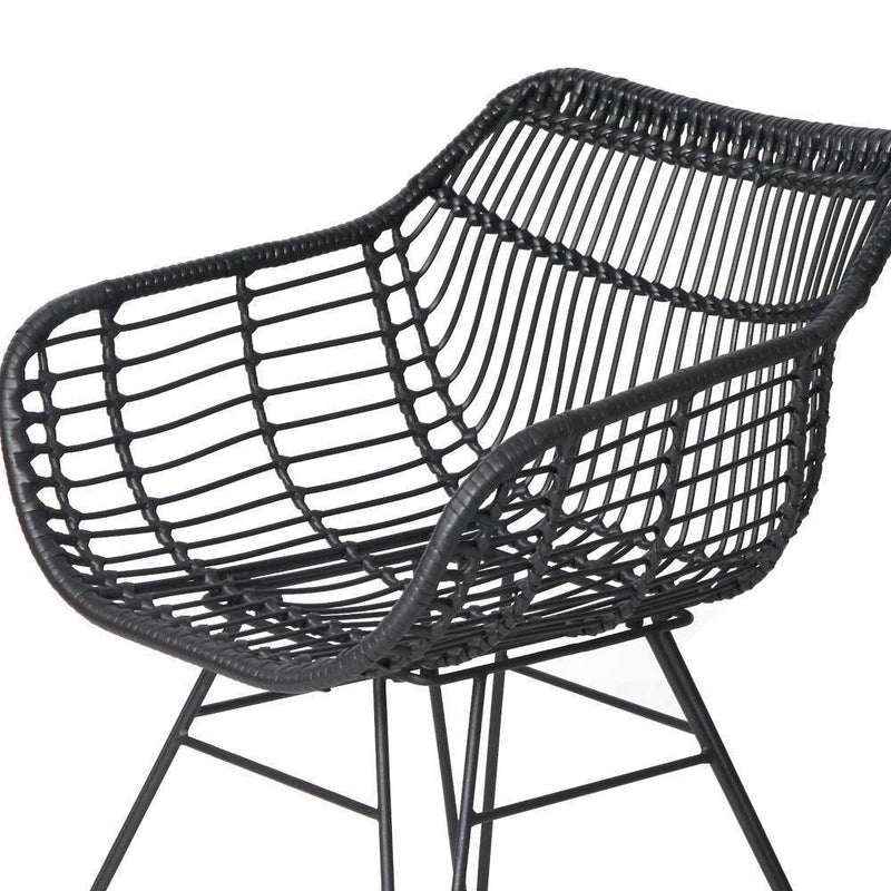Artiss Set of 2 PE Wicker Dining Chair - Black