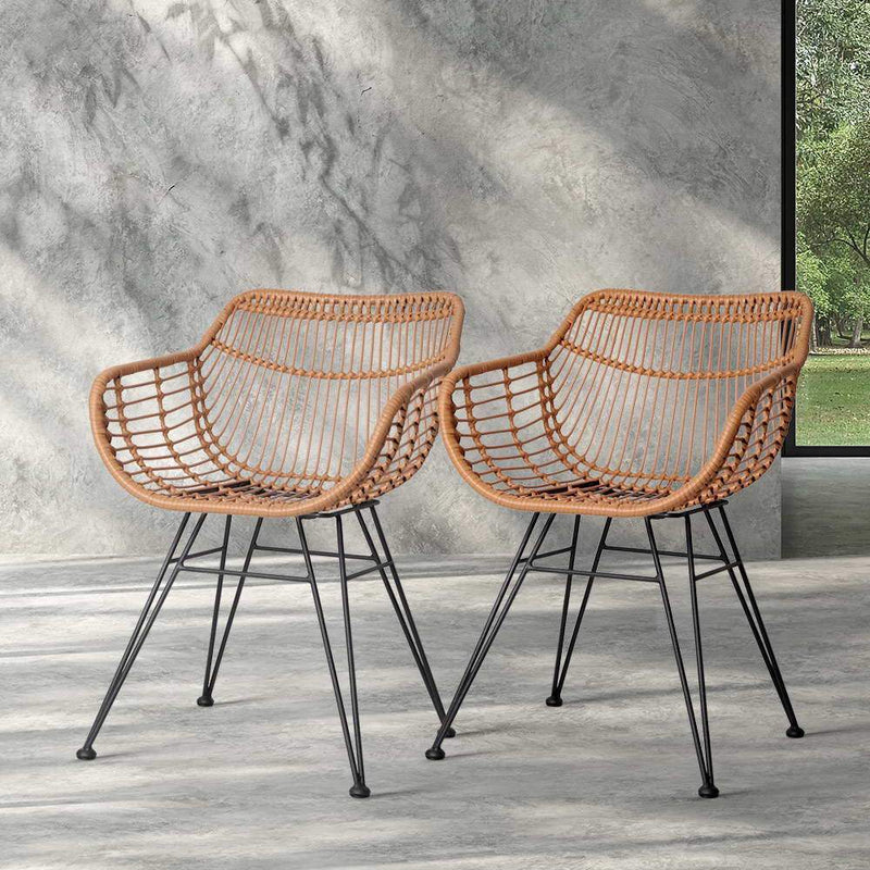 Artiss Set of 2 PE Wicker Dining Chair - Natural Payday Deals