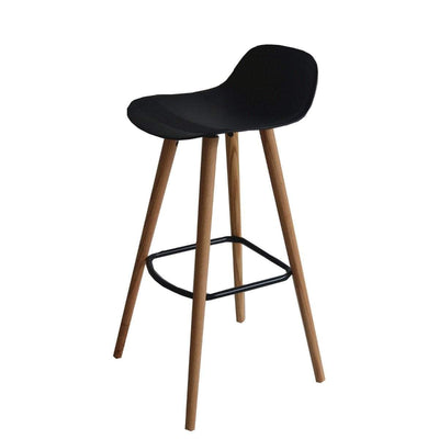 Set of 2 Penelope Black barstools with solid Red Oak legs