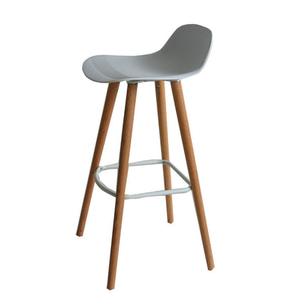 Set of 2 Penelope White barstools with natural solid Red Oak legs