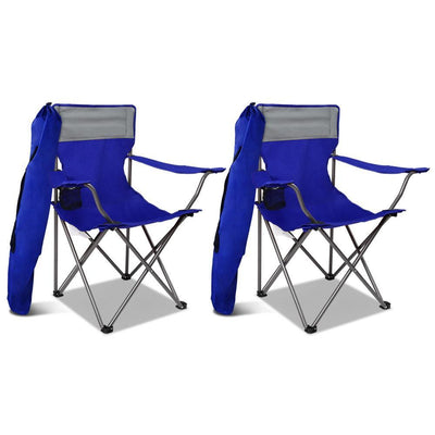 Set of 2 Portable Folding Camping Arm chair - Blue