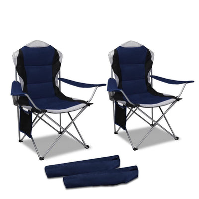 Set of 2 Portable Folding Camping Armchair - Navy Payday Deals