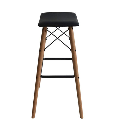 Set of 2 Saddle black barstools with Natural solid Red oak legs Payday Deals