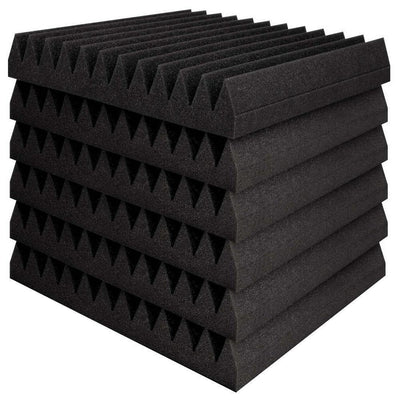 Set of 20 Studio Acoustic Foam Panel Wedge 30cm - Black