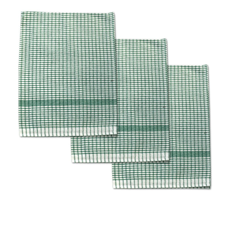 Set of 3 Jumbo Cotton Checkered Tea Towels 60 x 90 cm Green Payday Deals