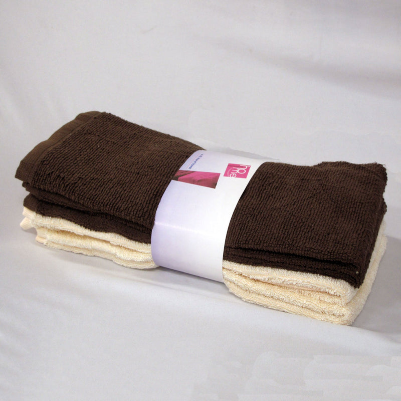 Set of 4 Budget Cotton Hand Towels 42 x 67 cm Chocolate Cream Payday Deals