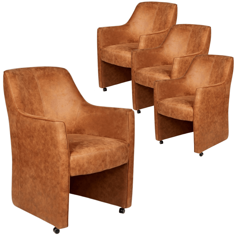 Set of 4 Genoa Rustic Armchair Wheels Antique Style Living Room Furniture Chair Payday Deals