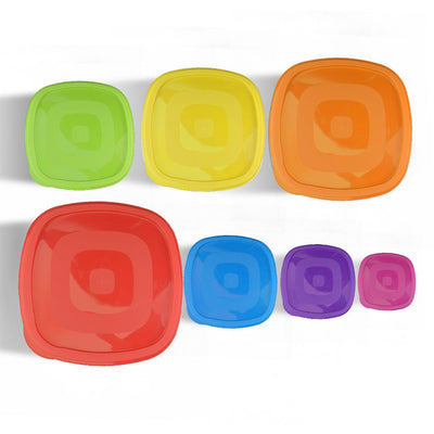 Set of 7 Reusable Bowl Food Fresh Keeping Sealing Lid Container Cover Plastic AU Payday Deals