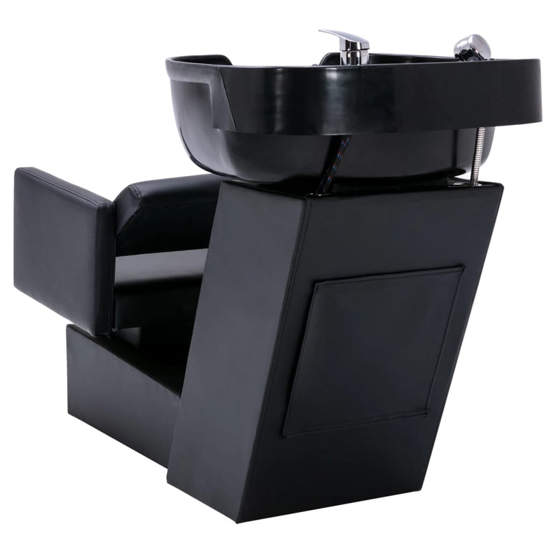 Shampoo Chair with Washbasin Black 129x59x82 cm Faux Leather Payday Deals