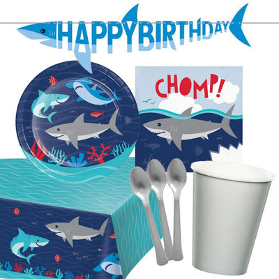 Shark Party Happy Birthday 8 Guest Tableware Pack