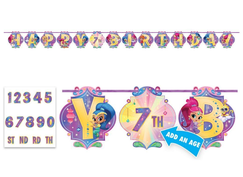 Shimmer and Shine Party Supplies Happy Birthday Banner Add an Age Payday Deals