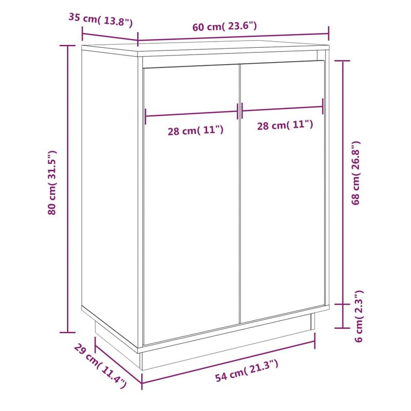 Shoe Cabinet Black 60x35x80 cm Solid Wood Pine Payday Deals