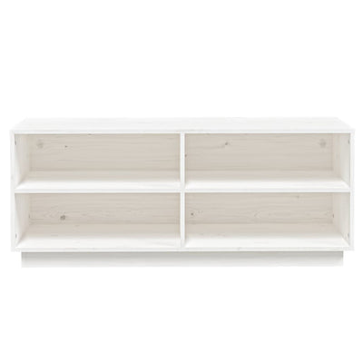 Shoe Cabinet White 110x34x45 cm Solid Wood Pine Payday Deals