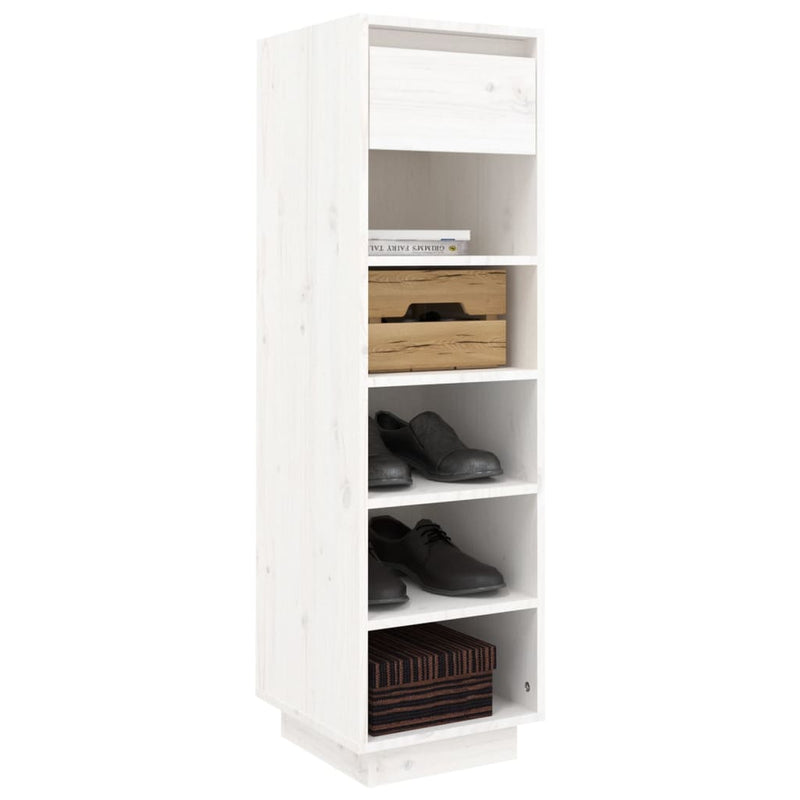 Shoe Cabinet White 34x30x105 cm Solid Wood Pine Payday Deals