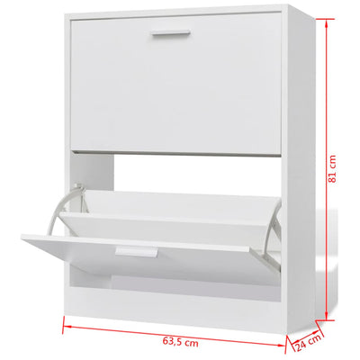 Shoe Cabinet with 2 Compartments Wooden White Payday Deals