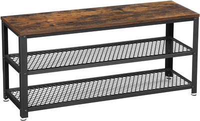 Shoe Rack with 2 Shelves, 100 x 30 x 45 cm, Rustic Brown and Black Payday Deals