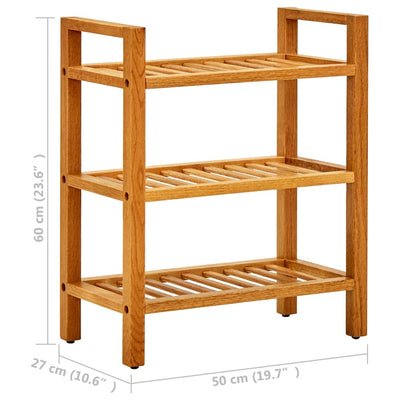 Shoe Rack with 3 Shelves 50x27x60 cm Solid Oak Wood Payday Deals