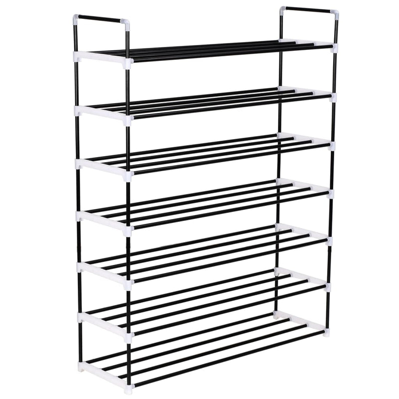 Shoe Rack with 7 Shelves Metal and Plastic Black Payday Deals