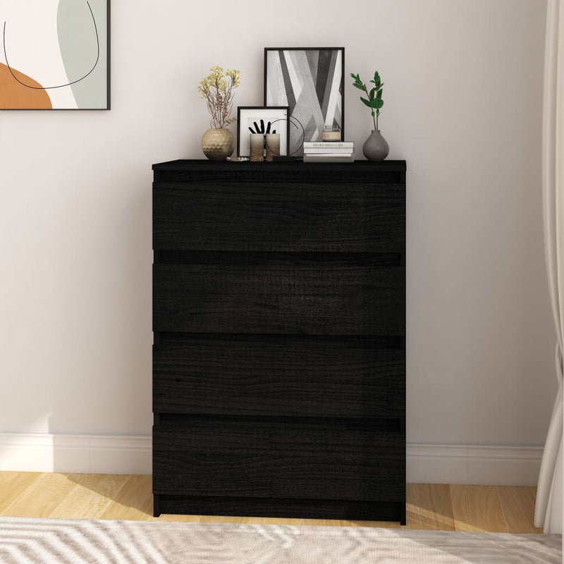 Side Cabinet Black 60x36x84 cm Solid Pinewood Payday Deals