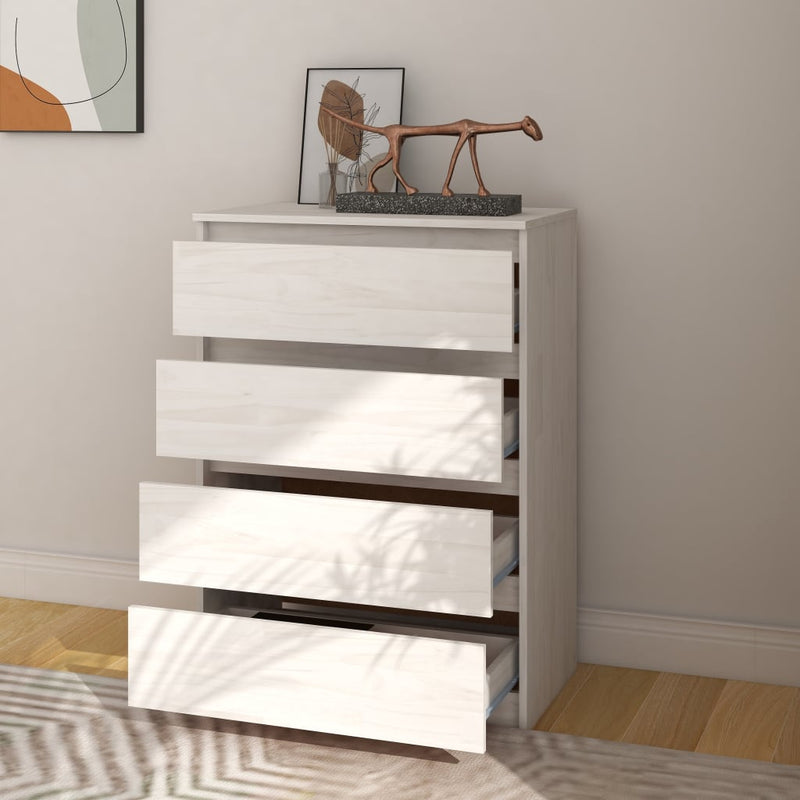 Side Cabinet White 60x36x84 cm Solid Pinewood Payday Deals