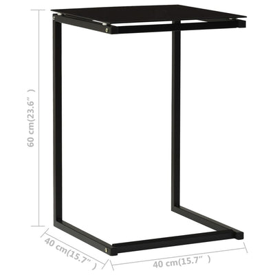 Side Table Black 40x40x60 cm Tempered Glass Payday Deals