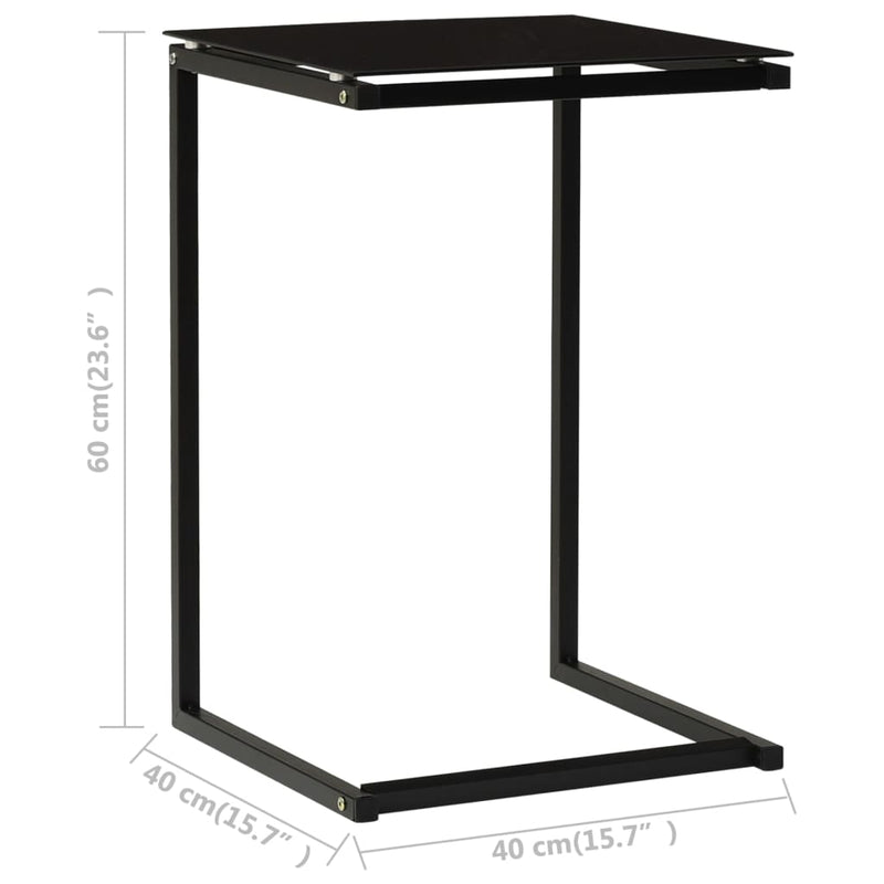 Side Table Black 40x40x60 cm Tempered Glass Payday Deals