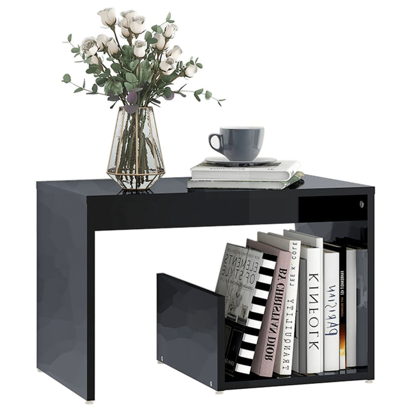 Side Table High Gloss Black 59x36x38 cm Chipboard Payday Deals
