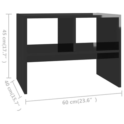Side Table High Gloss Black 60x40x45 cm Chipboard Payday Deals