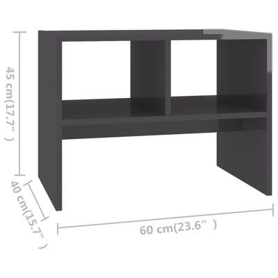 Side Table High Gloss Grey 60x40x45 cm Chipboard Payday Deals