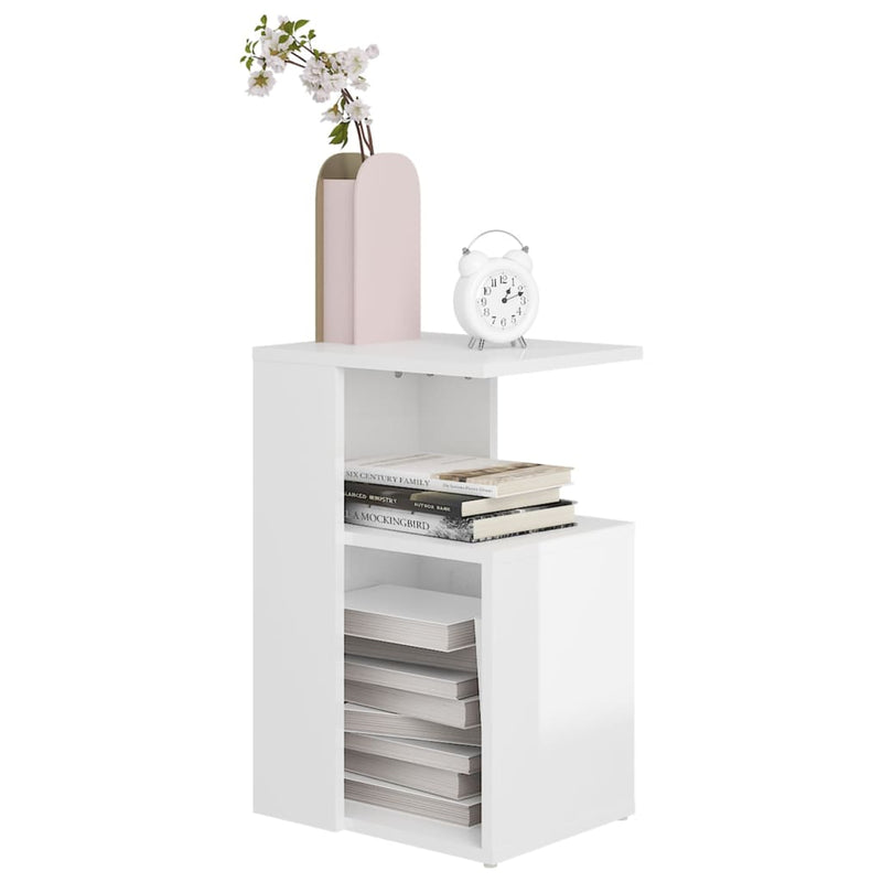 Side Table High Gloss White 36x30x56 cm Chipboard Payday Deals