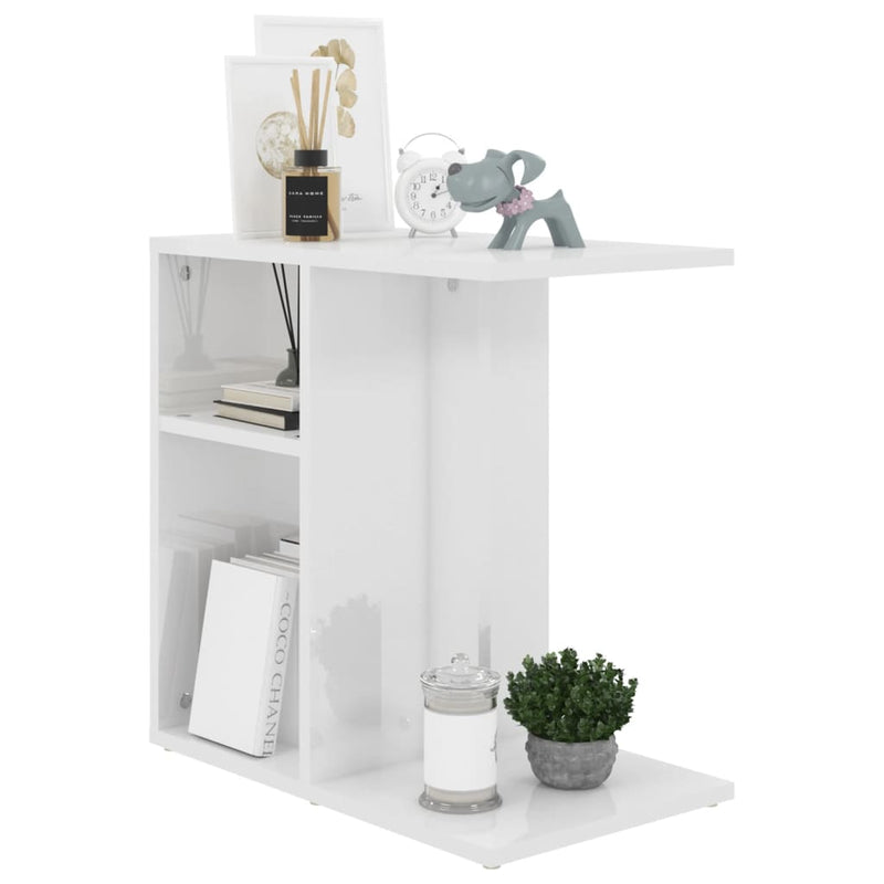 Side Table High Gloss White 50x30x50 cm Chipboard Payday Deals