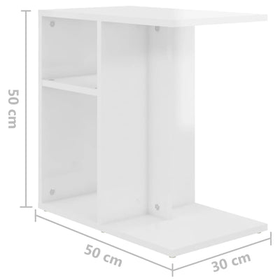 Side Table High Gloss White 50x30x50 cm Chipboard Payday Deals