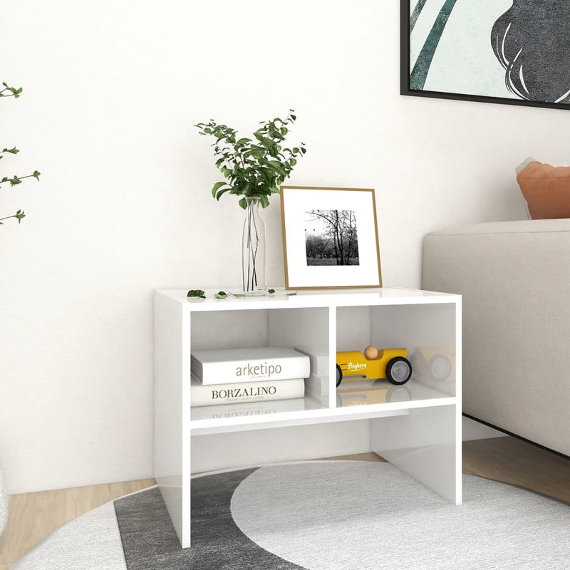 Side Table High Gloss White 60x40x45 cm Chipboard Payday Deals