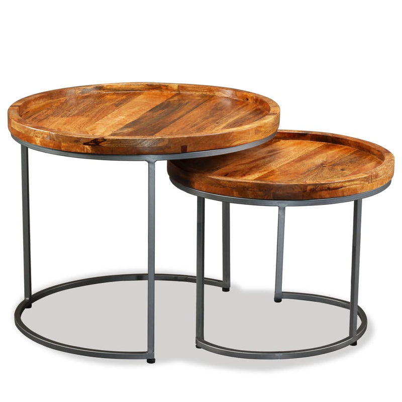 Side Table Set 2 Pieces Solid Mango Wood Payday Deals