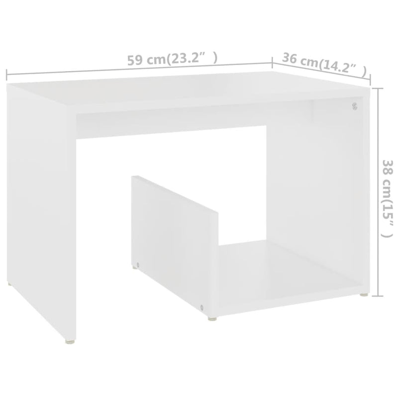 Side Table White 59x36x38 cm Chipboard Payday Deals