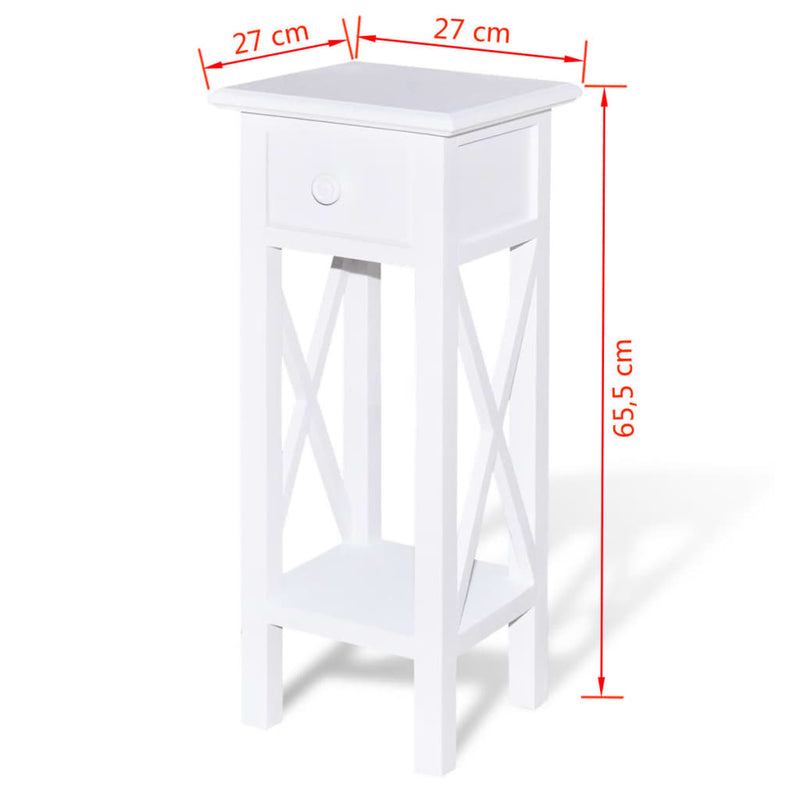 Side Table with Drawer White Payday Deals