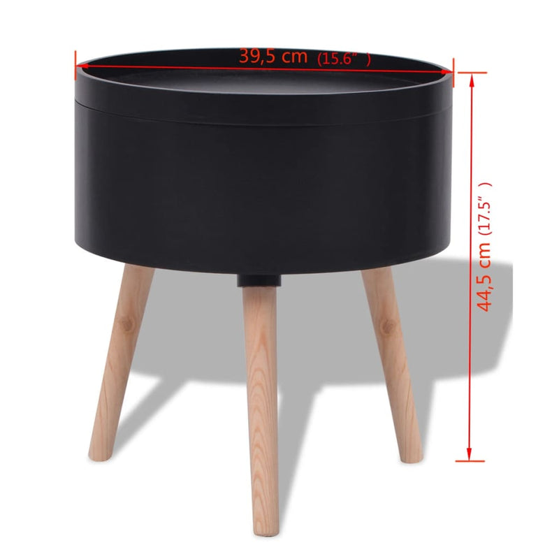 Side Table with Serving Tray Round 39.5x44.5 cm Black Payday Deals