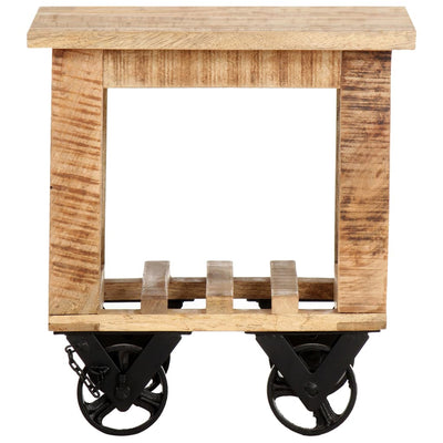Side Table with Wheels 40x40x42 cm Rough Mango Wood Payday Deals