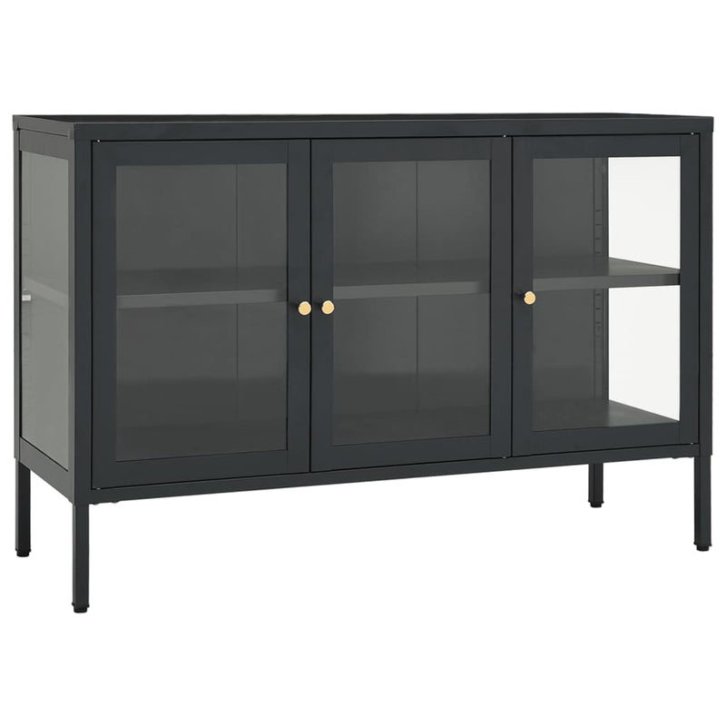 Sideboard Anthracite 105x35x70 cm Steel and Glass Payday Deals