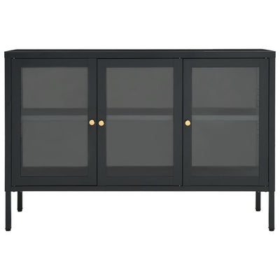 Sideboard Anthracite 105x35x70 cm Steel and Glass Payday Deals