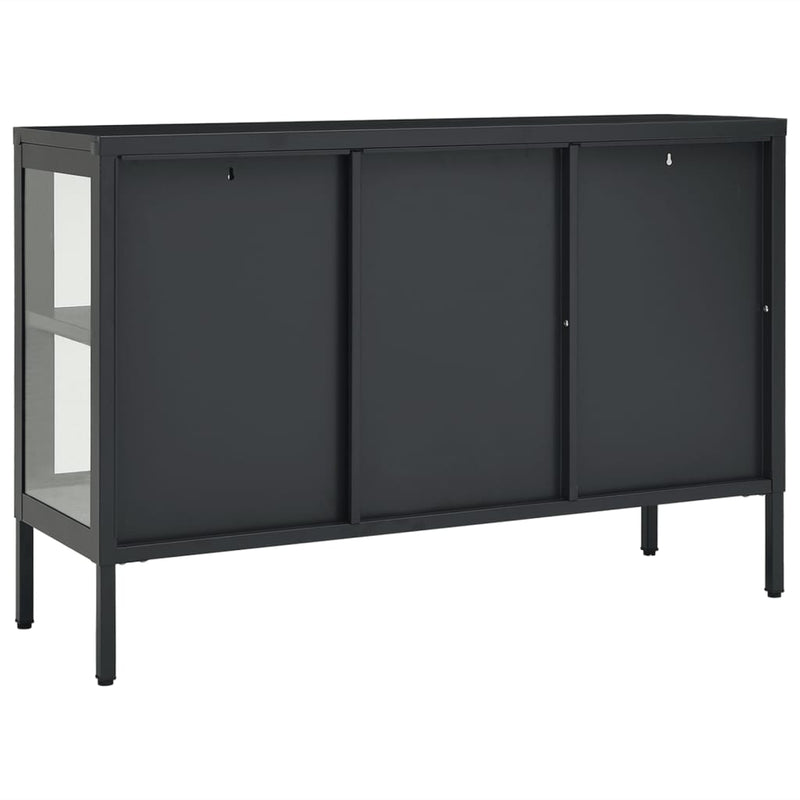 Sideboard Anthracite 105x35x70 cm Steel and Glass Payday Deals