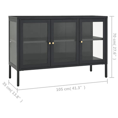 Sideboard Anthracite 105x35x70 cm Steel and Glass Payday Deals