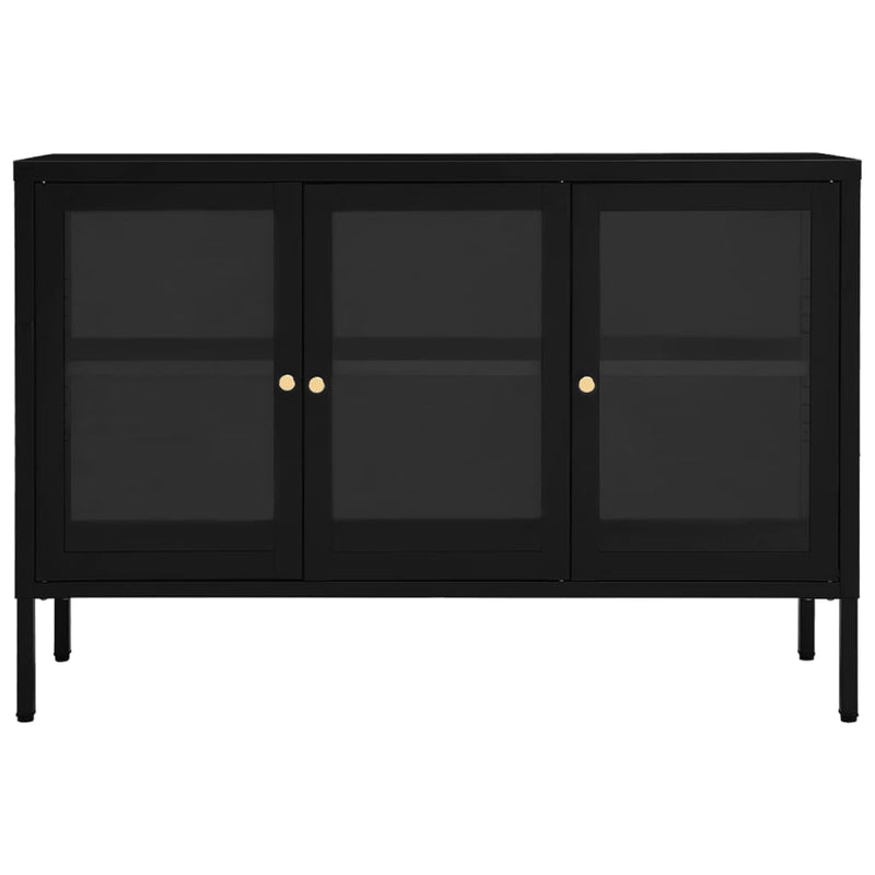 Sideboard Black 105x35x70 cm Steel and Glass Payday Deals
