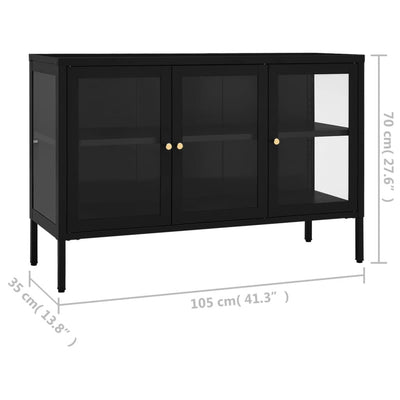 Sideboard Black 105x35x70 cm Steel and Glass Payday Deals