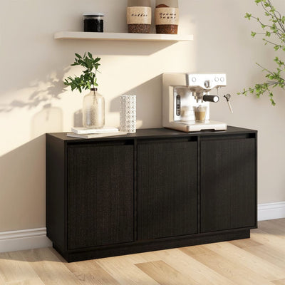 Sideboard Black 111x34x60 cm Solid Wood Pine Payday Deals