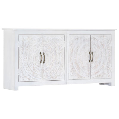 Sideboard Handmade White 140x30x70 cm Solid Acacia Wood Payday Deals