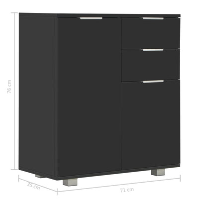 Sideboard High Gloss Black 71x35x76 cm Engineered Wood Payday Deals
