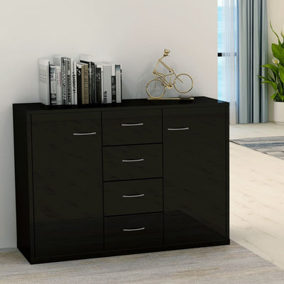 Sideboard High Gloss Black 88x30x65 cm Engineered Wood