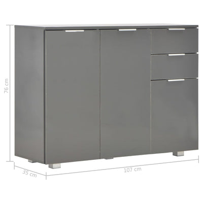Sideboard High Gloss Grey 107x35x76 cm Payday Deals